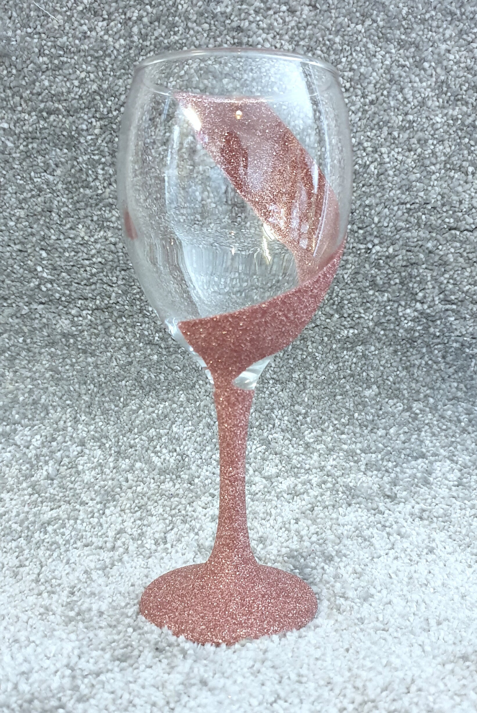 Glittered Rose Gold Wine Glass Housewarming Gift Birthday Etsy