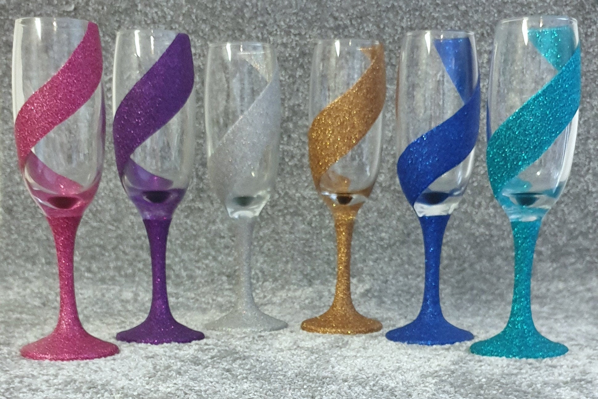 Blue Glitter Champagne Glass Etsy