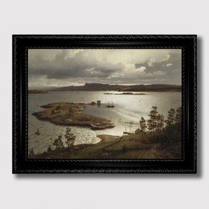 Sandvik Fjord View – Nordic Nature Wall Art, Serene Seascape Print, Scandinavian Landscape Poster for Rustic Interior, Atmospheric Art Gift