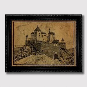 Cachtice Castle – Dark Art Print of Bloody Countess Bathory’s Fortress, Gothic Horror Wall Decor, Vampire Legend Aesthetic, Witchy Gift Idea