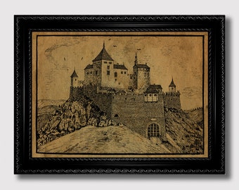 Cachtice Castle – Dark Art Print of Bloody Countess Bathory Fortress, Gothic Horror Wall Decor