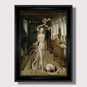 The Love Spell – Dark Feminine Witch Art Print, Vintage Occult Wall Hanging, Mystical Romantic Wall Decor