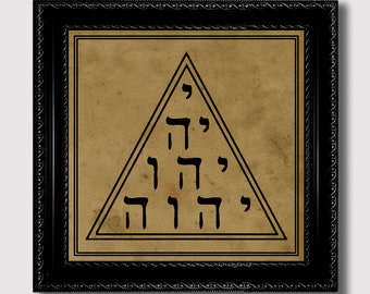 Kabbalistic Tetractys of YHVH – Tetragrammaton Triangle, Sacred Geometry Wall Art, Hebrew Mystical Print