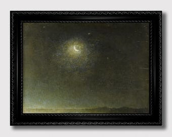 The Moon Disappeared Before Dawn – Night Sky Print, Dark Moon Wall Art, Gothic Nocturnal Landscape Decor, Mystical Lunar Aesthetic