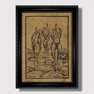 Medieval Impalement Execution Illustration – Macabre Art Print, Dark Historical Wall Decor, Gothic Horror Aesthetic for Home
