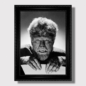 Vargmannen Vintagetryck – Retro varulvskräckaffisch, Dark Legends-filmkonst, samlarobjekt med kultfilmhistoria, filmmonsterdekor från 1940-talet
