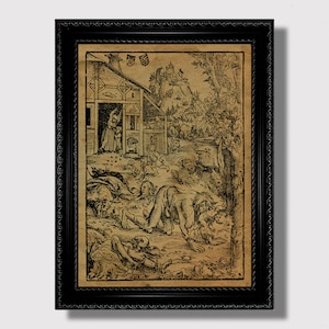 Medieval Werewolf Art Print – Vintage Monster Illustration, Dark Folklore Wall Decor, Gothic Bestiary Poster, Creepy Mythical Creature Gift