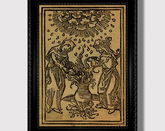 Witches Summon the Storm Print, Witchcraft Wall Art, Dark Fantasy Reproduction