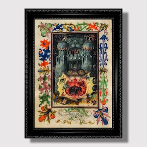 Mouth of Hell – Gothic Medieval Illustration, Dark Religious Wall Art Print, Demonic Wall Hanging
