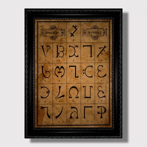 Enochian Alphabet by John Dee – Occult Magical Script Poster, Angelic Language Print for Alchemists and Magicians, Renaissance Occult Decor