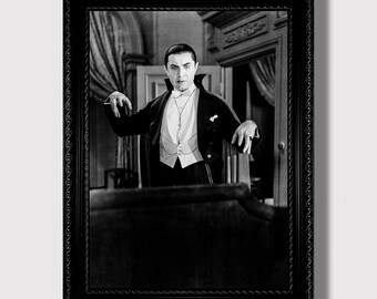 Vintage Dracula Portrait – Bela Lugosi Horror Icon, Gothic Vampire Wall Art, Old Hollywood Movie Print, Classic Black & White Film Poster