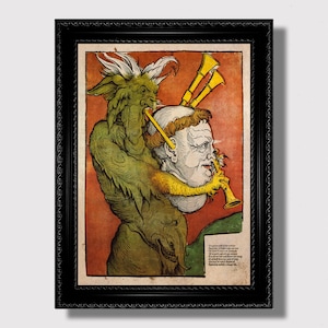 The Devil Plays Bagpipes, Dark Occult Reproduction Print, Gothic Wall Decor