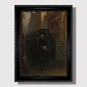 A Jewish Funeral Procession – Dark Historical Artwork, Mourning Illustration, Macabre Wall Decor, Vintage Style Death Aesthetic Print