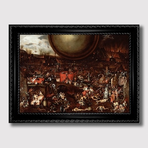 El Infierno: Lámina artística de paisaje infernal, decoración de pared gótica apocalíptica para interiores oscuros, reproducción infernal