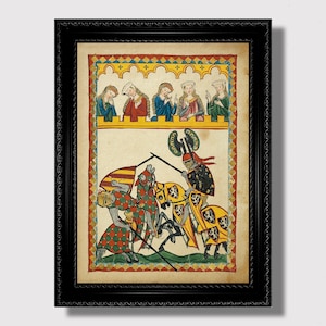 Medieval Knights Tournament – Historical Battle Art Print, Vintage Chivalry Poster, Armor Combat Scene, Gothic Wall Decoration