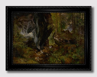 Into the Forest Depths – Dark Landscape Art Print, Mystical Woodland Thicket, Gloomy Landscape Poster
