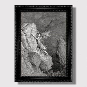 Paradise Lost by Gustave Doré – Dark Gothic Art Print, Infernal Wall Decor, Fall from Heaven Illustration