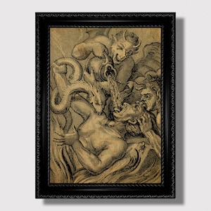 Torment of Sinners in Hell – Dark Biblical Art Print, Infernal Wall Decor, Apocalyptic Punishment Wall Art