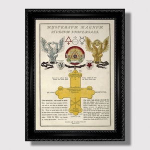 Esoteric Rosicrucian Symbols – Occult Wall Hanging, Hermetic Vintage Print, Mystical Poster, Spiritual Gift for Mystics, Alchemy Home Decor