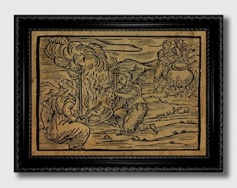 Occult Witch Sabbath Scene – Satanic Witchcraft Art Print, Compendium Maleficarum Wall Reproduction