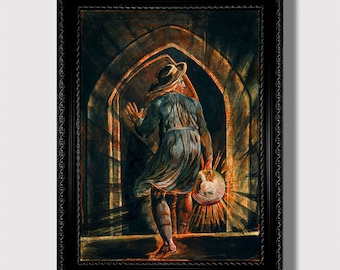 Los Entering the Grave – William Blake Occult Art Print, Mystical Symbolist Poster, Spiritual Gothic Gift