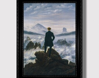The Wanderer Above the Sea of Fog – Iconic Romantic Art by Caspar David Friedrich, Moody Landscape Wall Decor, Romanticism Masterpiece Print