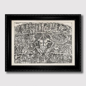 Illustration for Dante’s Inferno – Medieval Art Print, Gothic Hell Scene Wall Decor, Infernal Wall Hanging
