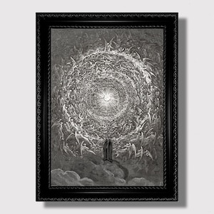 The Empyrean by Gustave Doré – Dante’s Divine Vision of Heaven, Celestial Angelic Realm Print, Mystical Dante Alighieri Paradiso Wall Poster