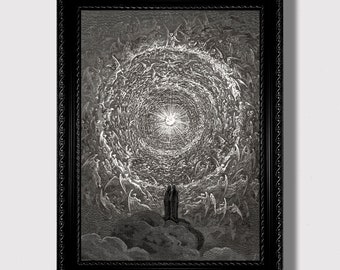 El Empíreo de Gustave Doré: La visión divina del cielo de Dante, Impresión del reino angelical celestial, Póster de pared místico del Paraíso de Dante Alighieri