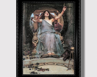 Circe bietet Odysseus den Becher an - Griechische Mythologie Wandkunst Druck, Waterhouse Fine Art Reproduktion