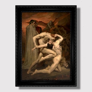 Dante and Virgil in Hell by Bouguereau – Dark Classical Art Print, Inferno Wall Decor, Mythological Wall Hanging