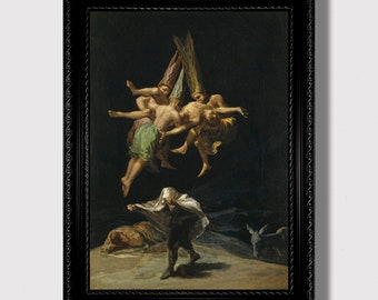 Brujas en el aire de Goya - Reproducción artística ocultista para decoración de pared de brujería