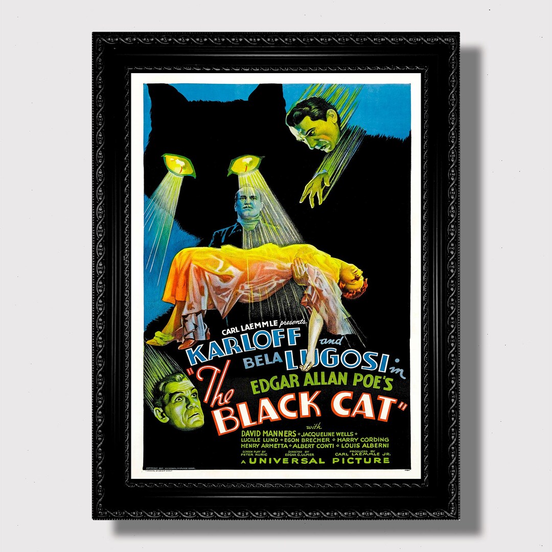 The Black Cat Movie Poster – Edgar Allan Poe Horror Art Print, Karloff ...