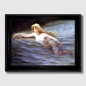 Water Nymph from Folklore Legends – Sensual Fantasy Wall Art Print, Mythical Nature Spirit Home Decor, Romantic Fine Art Reproduction