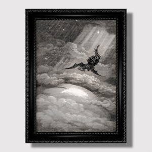 Lucifer Art Print, Gustave Doré Reproduction, Dark Angel Occult Wall Art