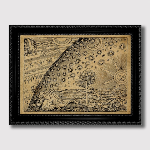 Flammarion – Medieval Flat Earth Map. Occult Wall Decoration.