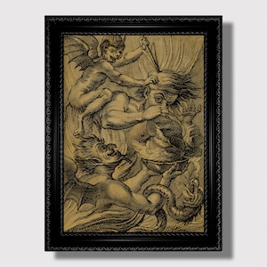 Torment of a Proud Man in Hell - Demons Torturing Sinner in Hell, Infernal Catholic Art Print, Gothic Wall Decor