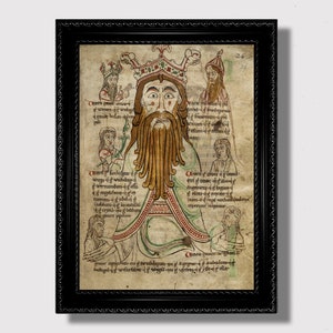 Wotan the Forefather – Medieval Manuscript Print, Norse Pagan Wall Art, Viking Mythology Wall Decor, Historical Scandinavian Reproduction