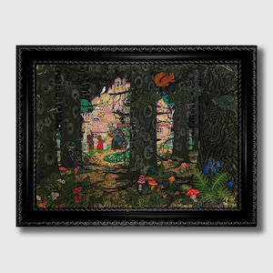 Hansel and Gretel in the Enchanted Forest – Dark Fairy Tale Art Print, Magical Fantasy Folk Gift, Witch Cottage Wall Decor