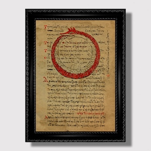 Mistyczny nadruk węża Ouroborosa – okultystyczna dekoracja ścienna do domu, plakat artystyczny inspirowany magią na prezent, ilustracja symbolu duchowego alchemii