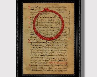 Mystical Ouroboros Snake Print - Occult Home Wall Decoration, Magic-Inspired Art Poster for Gift, Alchemy Spiritual Symbol Illustration