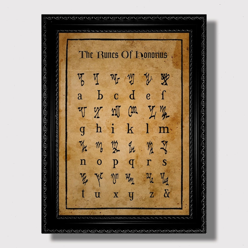 Esoteric Computer Language Scripts Runes of Honorius Magic Alphabet – Occult Cipher Wall Art, Witchcraft ...