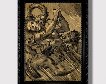 Demons and Sinner in Hell. Creepy Home Decor.