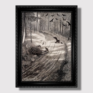 The Dead Pauper – Black Plague Art Print, Dark Forest Landscape, Grim Wall Decor, Black Metal Aesthetic, Macabre Gothic Gift