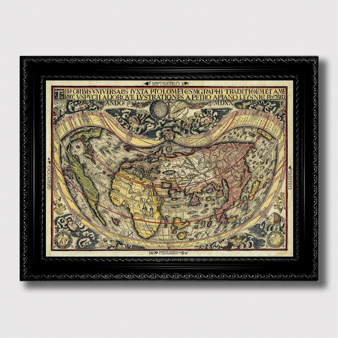 The Ptolemy Map of the World. Medieval Style Art Print. - Etsy UK