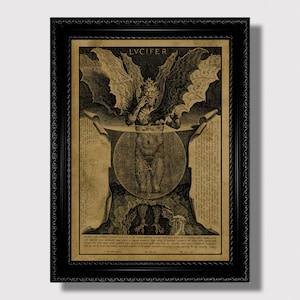Famous Occult Artwork Featuring Lucifer, Vintage Demonic Art Print