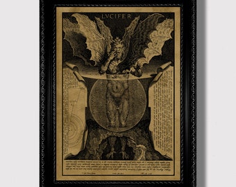 有名なルシファーのオカルトアート作品 - ヴィンテージの悪魔的アートプリント、ダークで難解な壁装飾