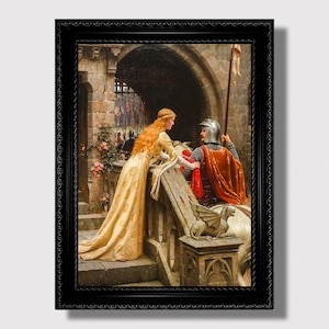 Godspeed – Chivalric Medieval Art Print, Romantic Knight and Lady Illustration, Vintage Style Wall Decor, Historical Gift Idea