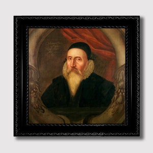 John Dee Alchemy Wall Art – Color Portrait of the Great Magician and Hermetic Scholar Print, Occult Room Decor, Enochian Magic Theme
