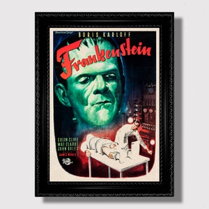 Frankenstein. Boris Karloff. Vintage Horrorfilm Poster.